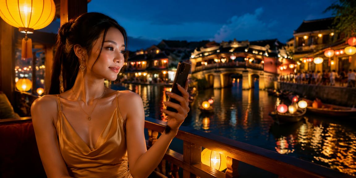 Người dùng Hội An tham gia casino trực tuyến tại chợ đêm phố cổ
